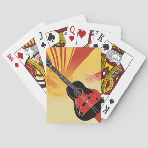 Pop Art Guitar Painting Illustration Vintage Retro Playing Cards