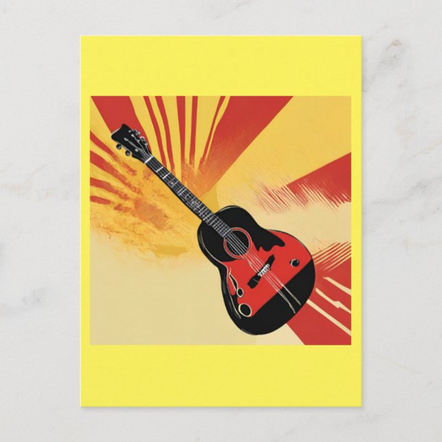 Pop Art Guitar Painting Illustration Vintage Retro Postcard (Front)