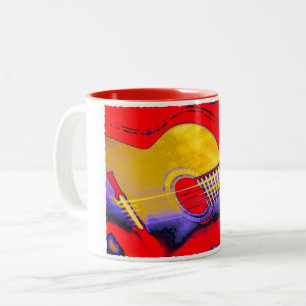 Pop Art Guitar Two-Tone Coffee Mug