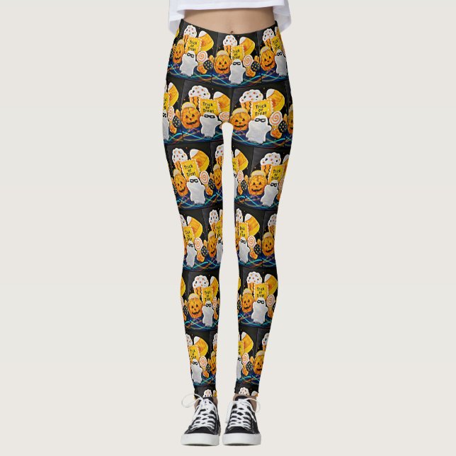 Pop Art Halloween Cookies Leggings (Front)