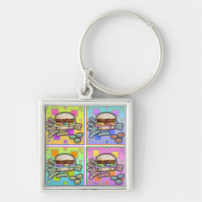 Pop Art HAMBURGER Premium KEYCHAIN (Front)