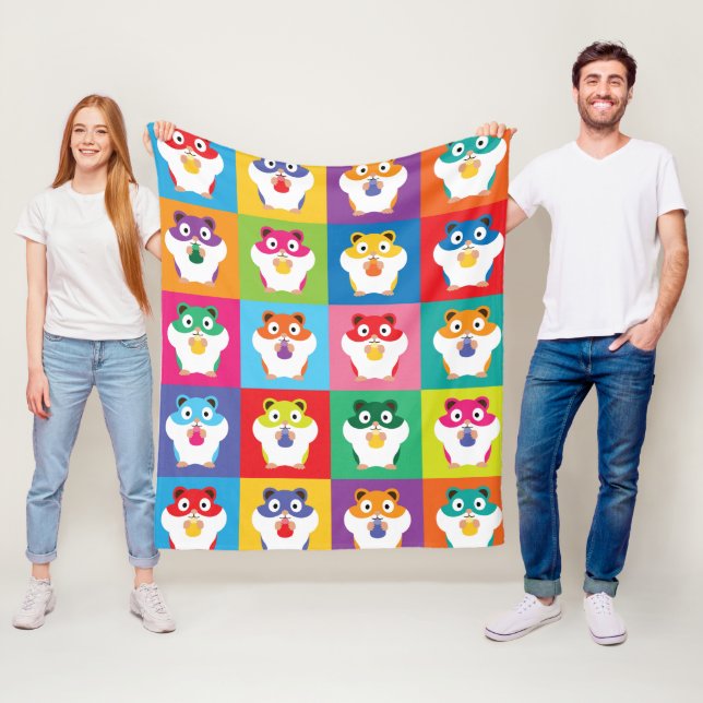Pop Art Hamsters Fleece Blanket (In Situ)
