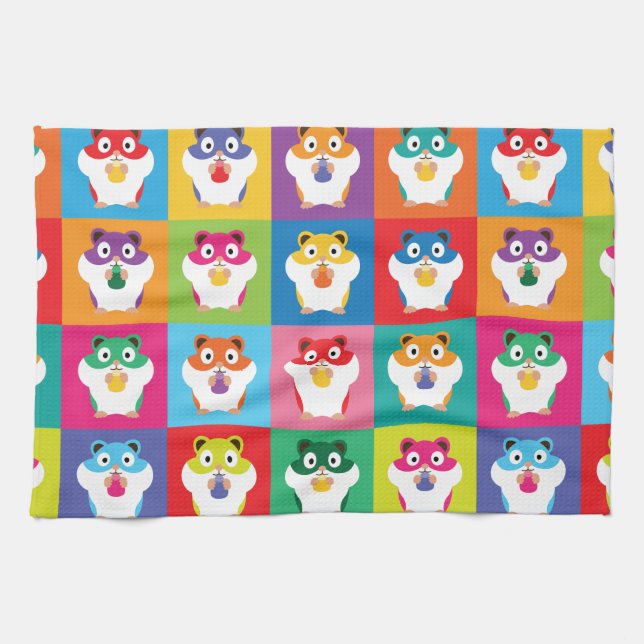 Pop Art Hamsters Kitchen Towel (Horizontal)