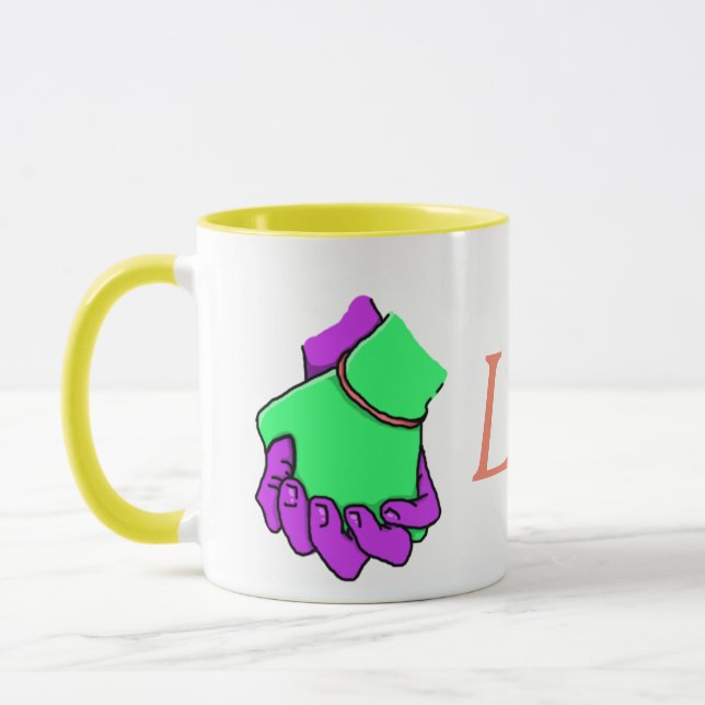 Pop Art Hand Holding Mug (Left)