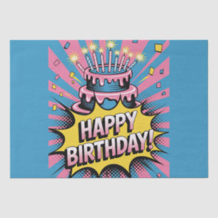 Pop Art Happy Birthday Cake Tissue Paper
