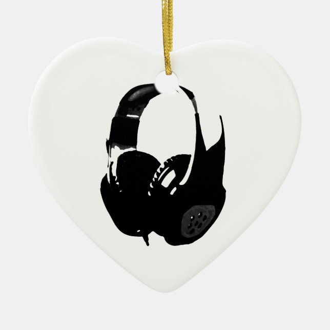 Pop Art Headphone Ceramic Tree Decoration (Front)