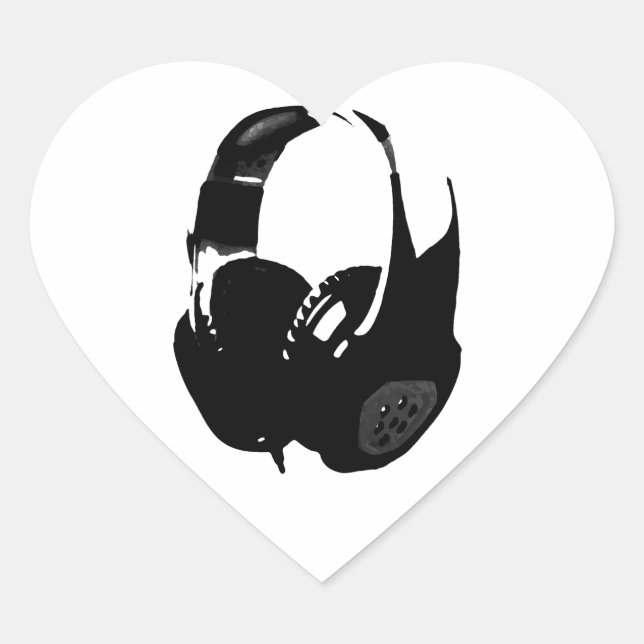 Pop Art Headphone Heart Sticker (Front)