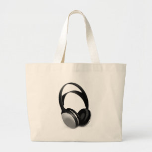 Pop Art Headphone Large Tote Bag