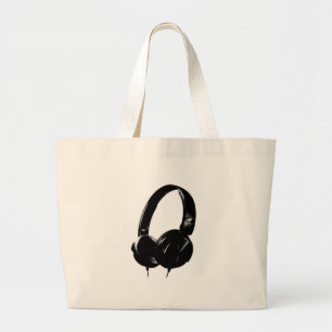 Pop Art Headphone Large Tote Bag