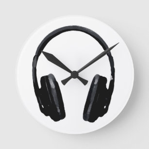Pop Art Headphone Round Clock