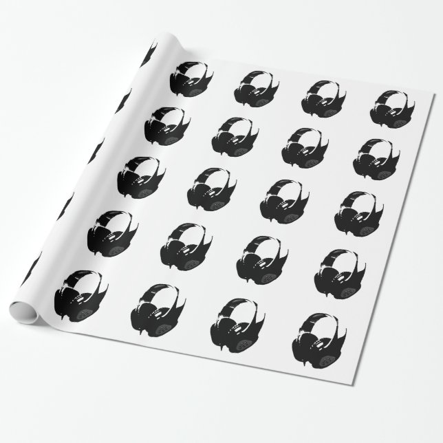 Pop Art Headphone Wrapping Paper (Unrolled)