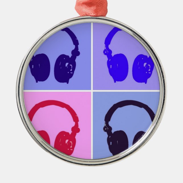 Pop Art Headphones Metal Tree Decoration (Front)