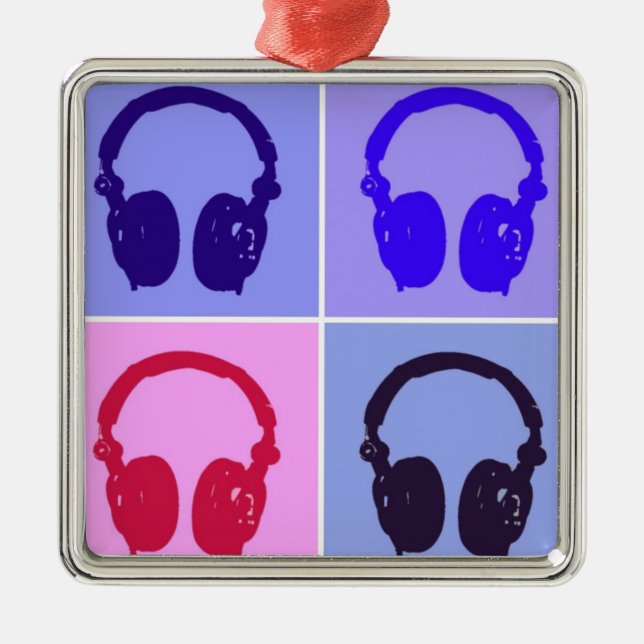 Pop Art Headphones Metal Tree Decoration (Front)