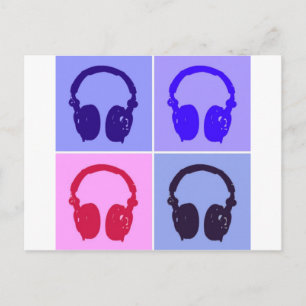 Pop Art Headphones Postcard