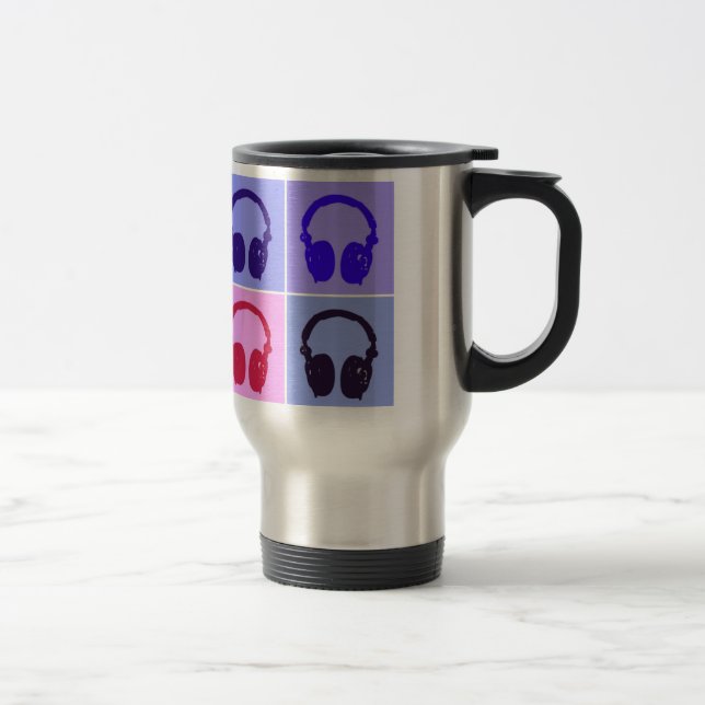 Pop Art Headphones Travel Mug (Right)