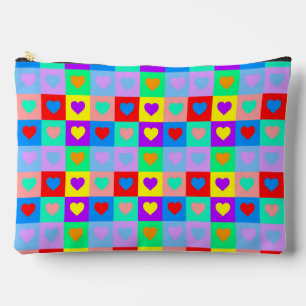 Pop Art Heart Pattern Accessory Pouch