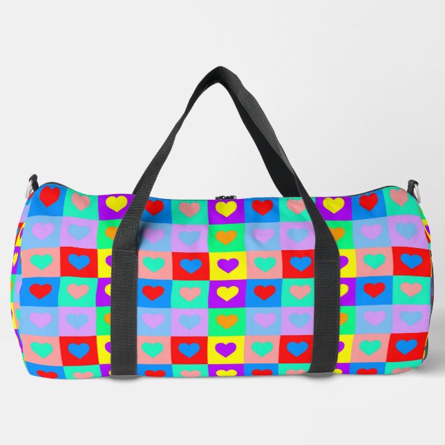 Pop Art Heart Pattern  Duffle Bag (Front)