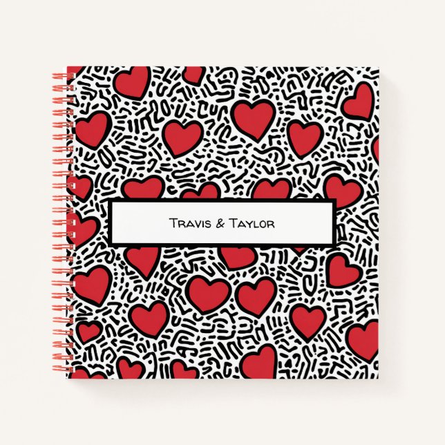 Pop Art Heart Pattern Notebook (Front)