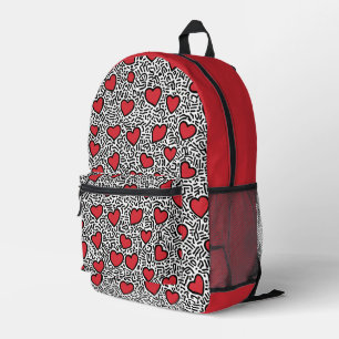 Pop Art Heart Pattern Printed Backpack