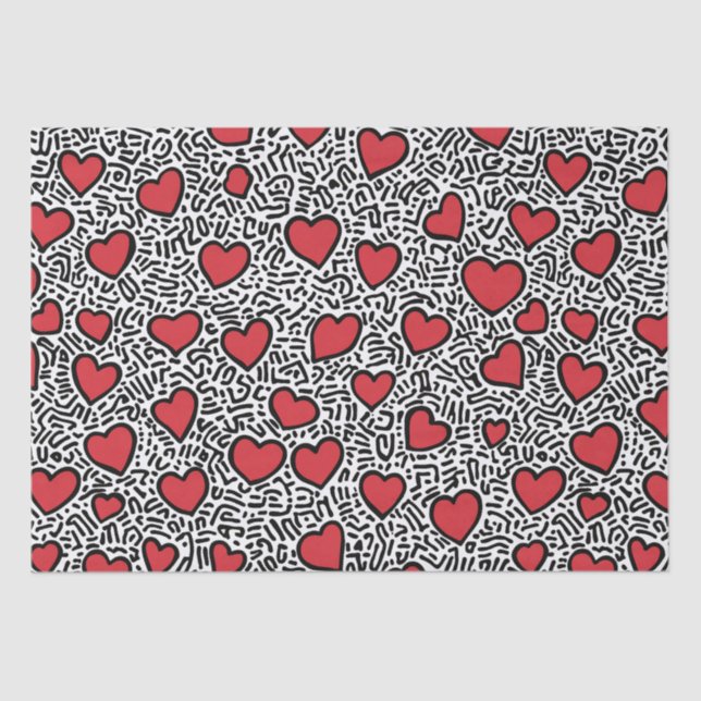 Pop Art Heart Pattern Tissue Paper (Front)