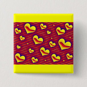 Pop Art Hearts 15 Cm Square Badge