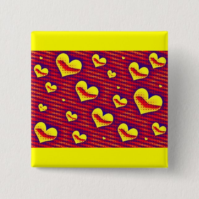 Pop Art Hearts 15 Cm Square Badge (Front)