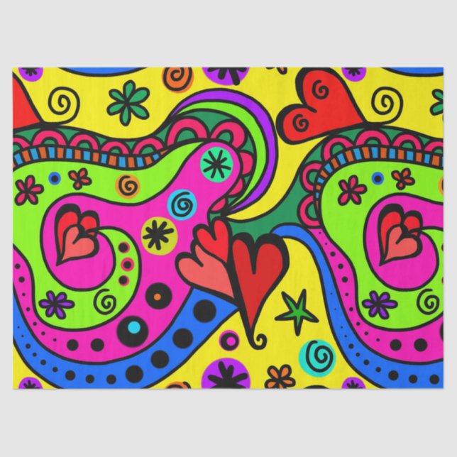 pop art hearts tissue paper (Front)
