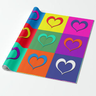 Pop art hearts wrapping paper
