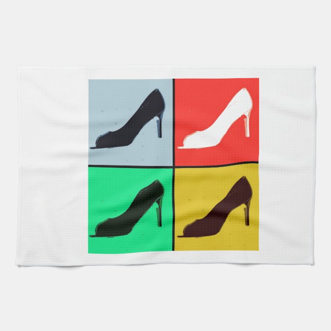Pop Art High Heel Pumps Tea Towel (Horizontal)