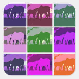 Pop Art Horses Square Sticker