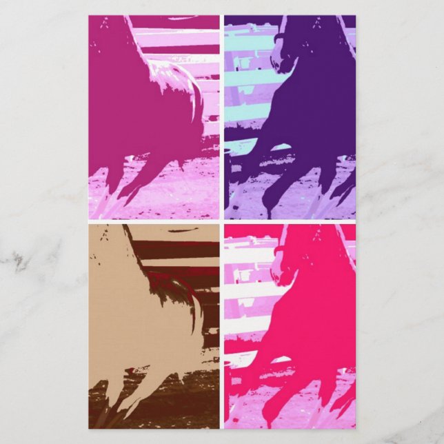 Pop Art Horses Stationery (Front)