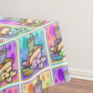 POP ART HOT DOGS TABLECLOTH