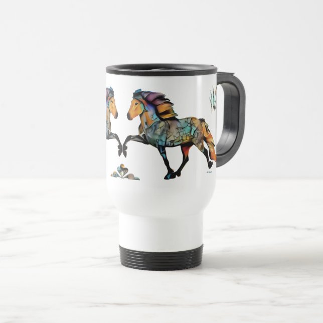 Pop Art Icelandic Horse  Travel Mug (Front Right)