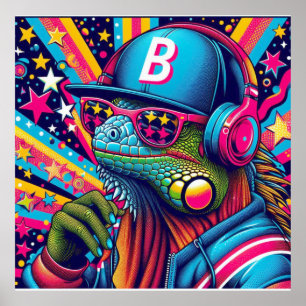 POP-ART IGUANA B BOY 6 POSTER