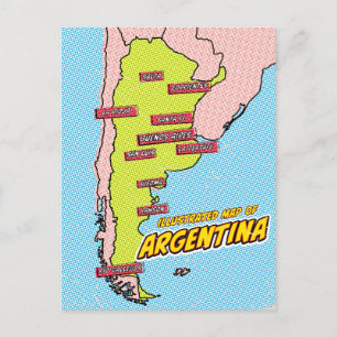 Pop Art Illustrated Argentina Holiday Postcard