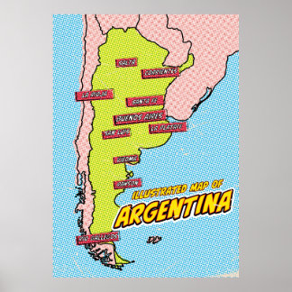 Pop Art Illustrated Argentina Poster
