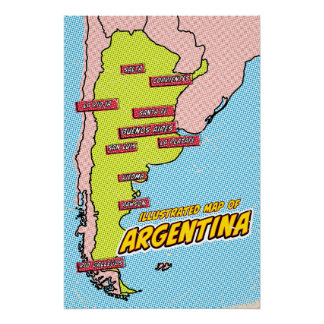 Pop Art Illustrated Argentina Poster