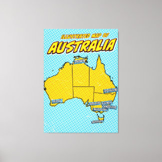 Pop Art Illustrated Australia Canvas Print