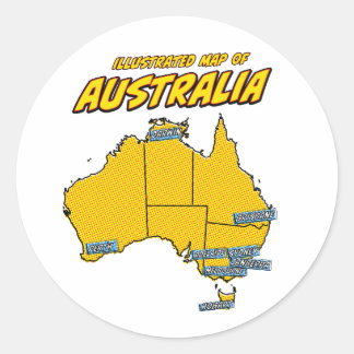 Pop Art Illustrated Australia Classic Round Sticker