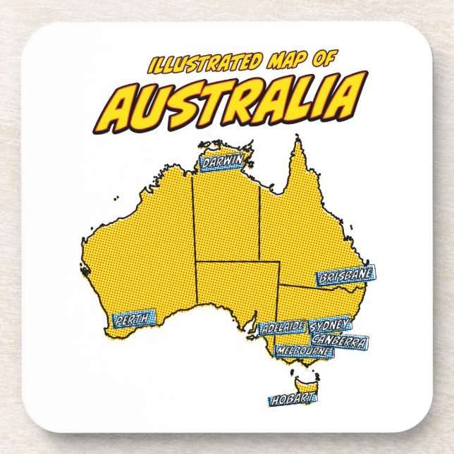 Pop Art Illustrated Australia  Coaster (Front)
