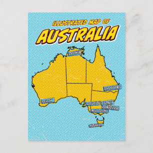 Pop Art Illustrated Australia Holiday Postcard