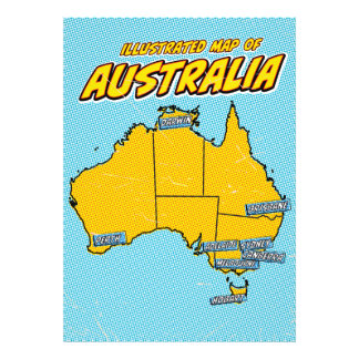 Pop Art Illustrated Australia Photo Print