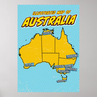 Pop Art Illustrated Australia Poster