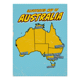 Pop Art Illustrated Australia Poster