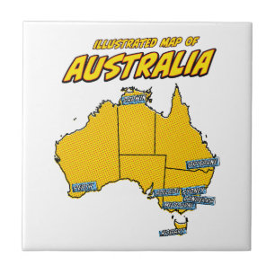 Pop Art Illustrated Australia Tile