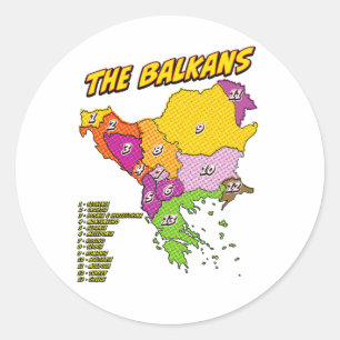 Pop Art Illustrated Balkans map Classic Round Sticker