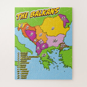 Pop Art Illustrated Balkans map Jigsaw Puzzle