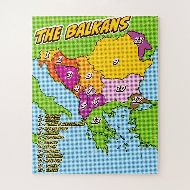 Pop Art Illustrated Balkans map Jigsaw Puzzle (Vertical)
