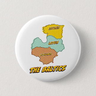 Pop Art Illustrated Baltic States map 6 Cm Round Badge