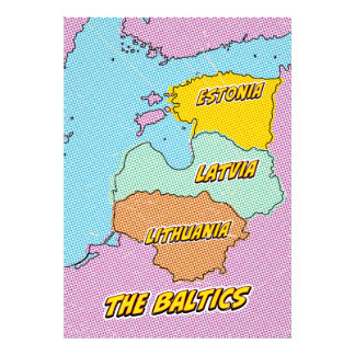 Pop Art Illustrated Baltic States map Photo Print